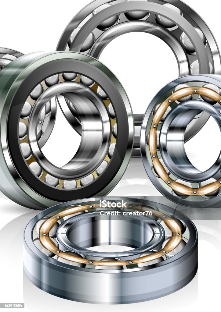 Metal bearings on white "Metal roller bearings on white background, vector illustration" Ball Bearing stock vector