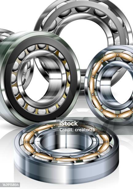 Metal Bearings On White Stock Illustration - Download Image Now - Ball Bearing, Accuracy, Chrome