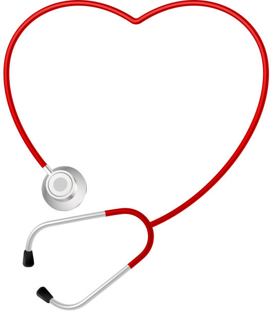ilustrações, clipart, desenhos animados e ícones de estetoscópio símbolo de coração - equipment listening red stethoscope