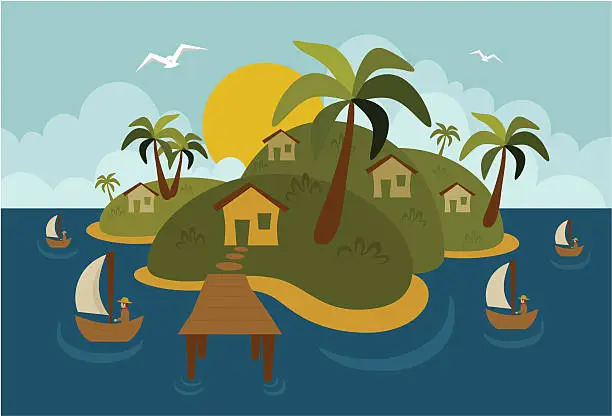 Vector illustration of Fisherman Island