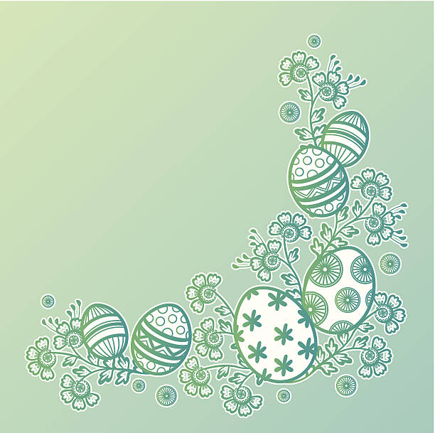 장식용 부활제 요소 - easter vector corner nature stock illustrations