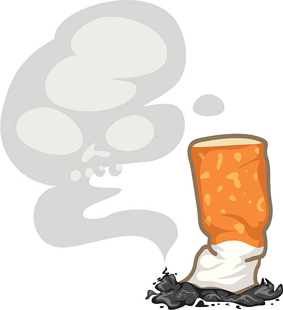 czaszka dymu papierosowego i - niedopałek papierosa stock illustrations