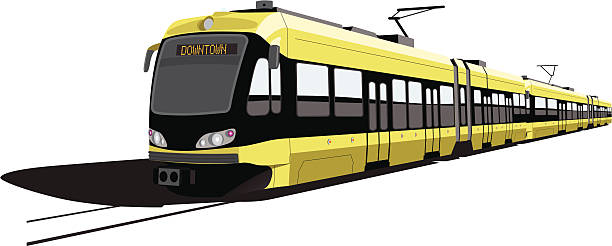 kereta komuter - vektor - kereta api ringan ilustrasi stok