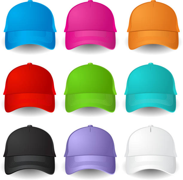 ilustrações, clipart, desenhos animados e ícones de bonés de beisebol - baseball cap cap personal accessory vibrant color