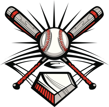 Vector Template of a Softball Bats, Baseball, and Home Plate Graphic