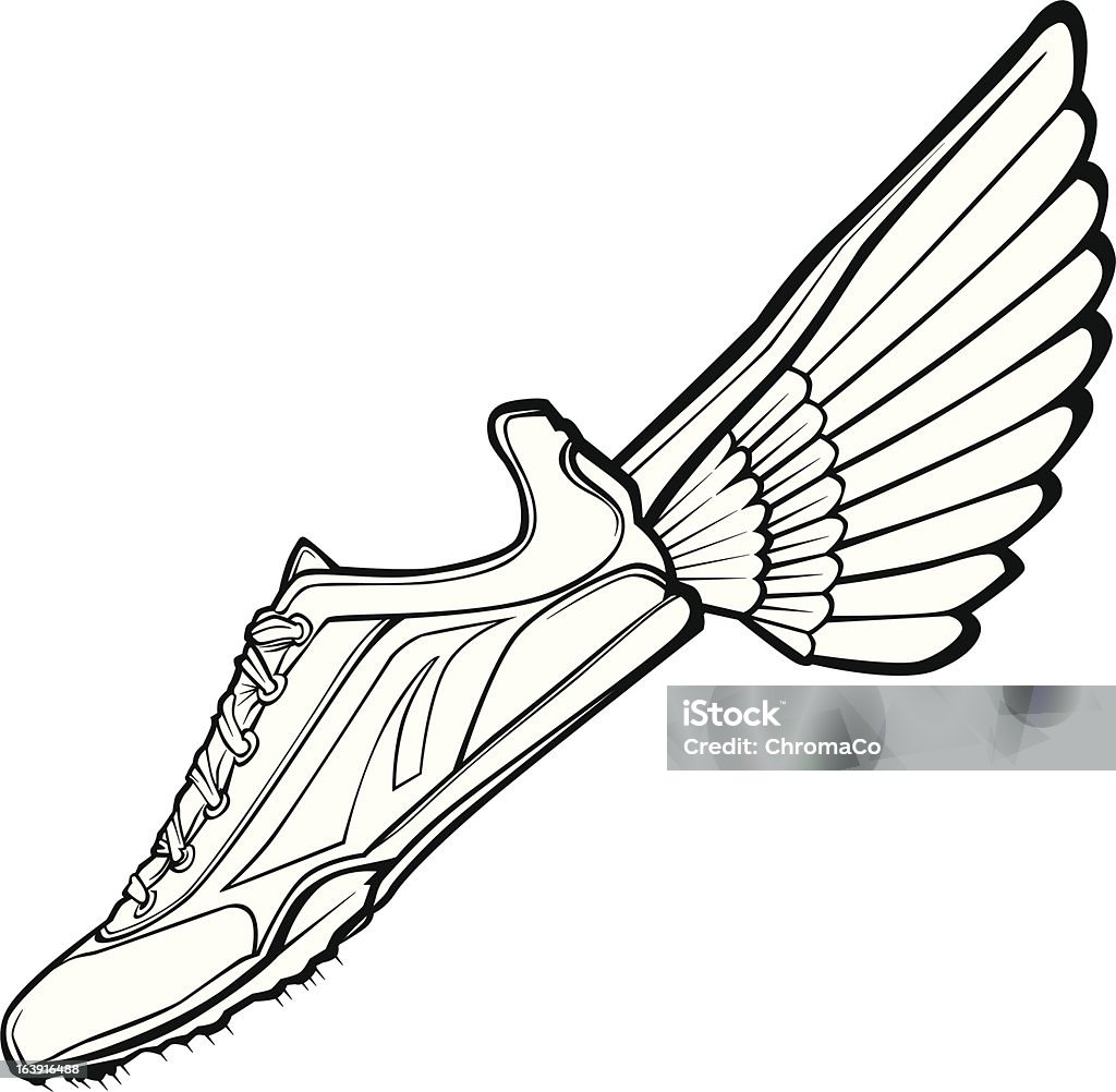 Спортивные кроссовки с крыла Векторные иллюстрации - Векторная графика Лёгкая атлетика роялти-фри