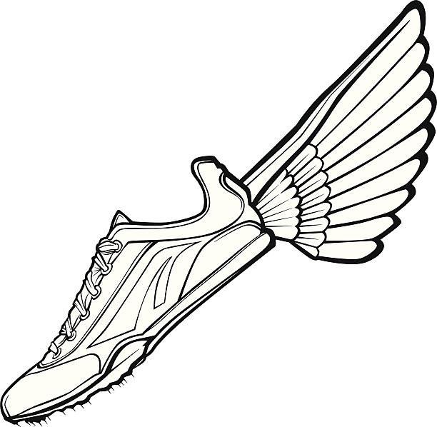 Track Shoe with Wing Vector Illustration Vector Illustration of a Track Shoe with Wings track and field stock illustrations