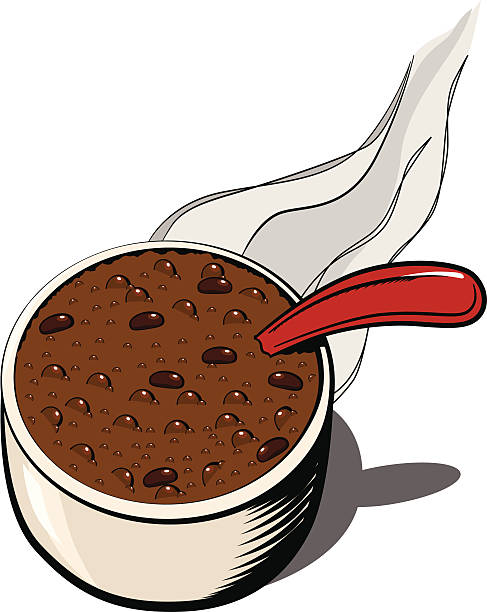 Bowl of Chili Soup vector art illustration