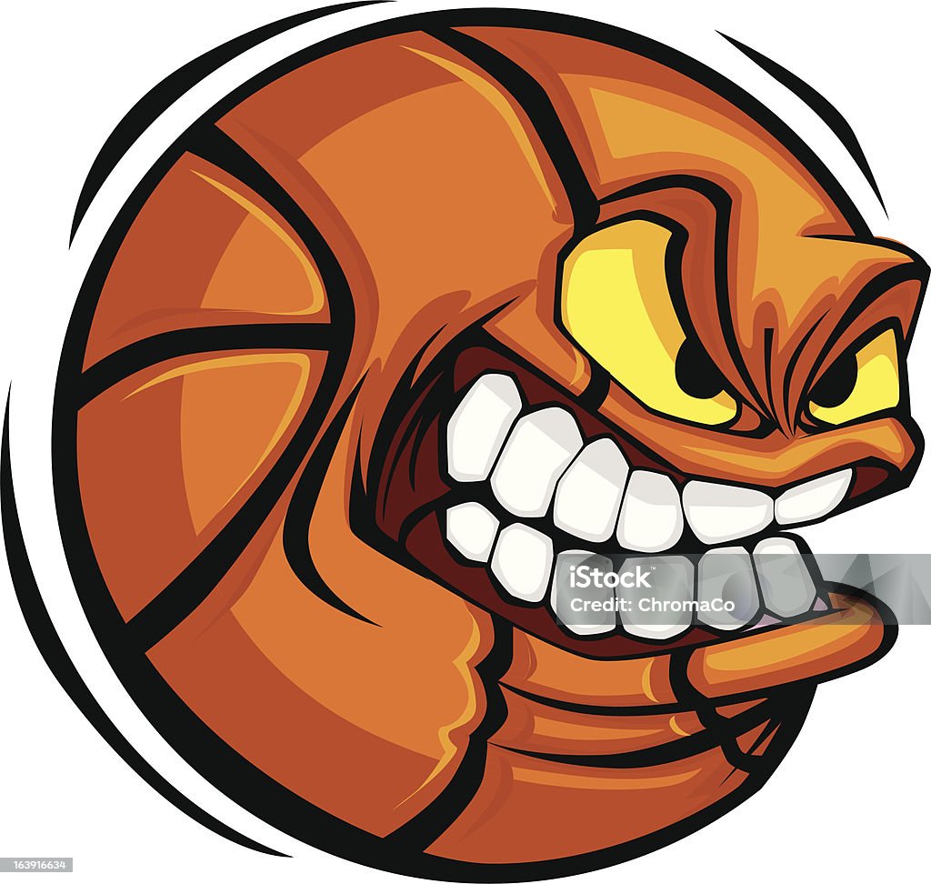 Basketball Face Cartoon Ball Vector Image Vector Cartoon Basketball with Mean Face Basketball - Ball stock vector