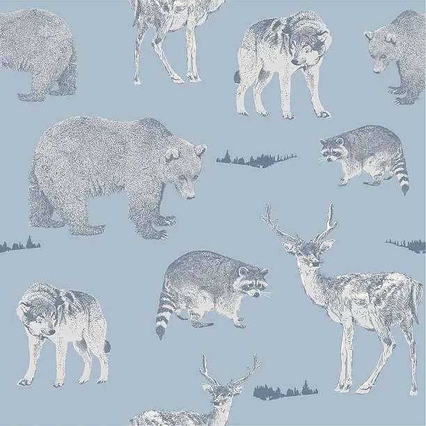 Vector illustration of Forest Animals Repeat Pattern