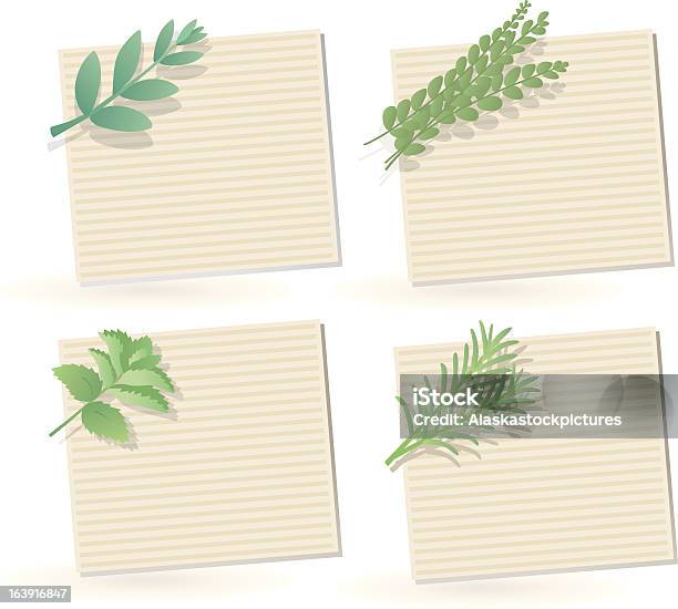 Ilustración de Herbage Con Notepaper y más Vectores Libres de Derechos de Aderezo - Aderezo, Bloque de mensajes, Botánica