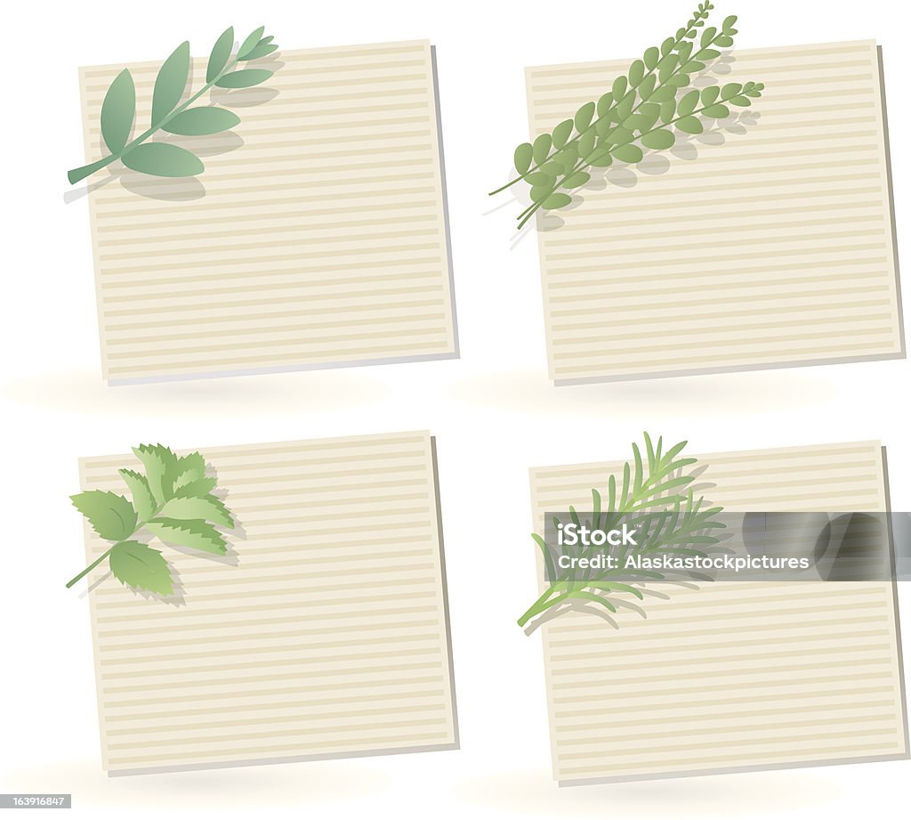 herbage con notepaper. - arte vettoriale royalty-free di Blocchetto per messaggi