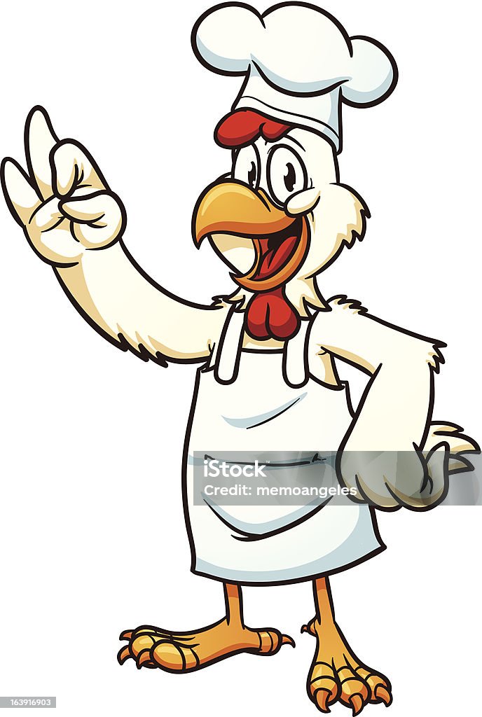 Chicken Chef Cute cartoon chicken chef. Vector illustration with simple gradients. All in a single layer. Chicken - Bird stock vector