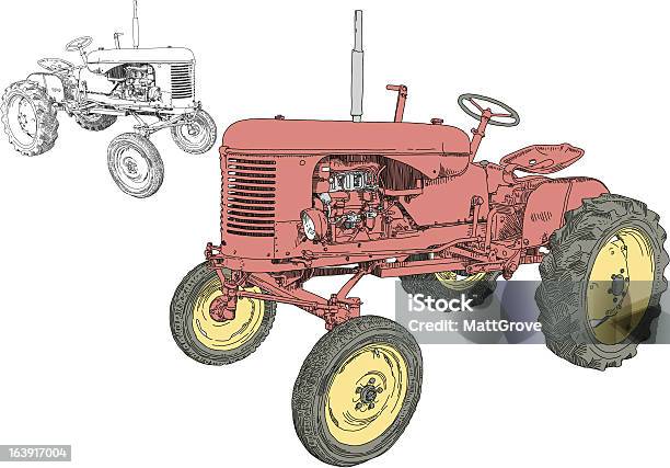 Небольшой Трактора — стоковая векторная графика и другие изображения на тему Трактор - Трактор, Набросок, Ферма