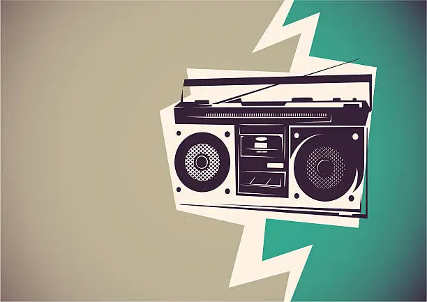 Vector illustration of Poster with retro radio.