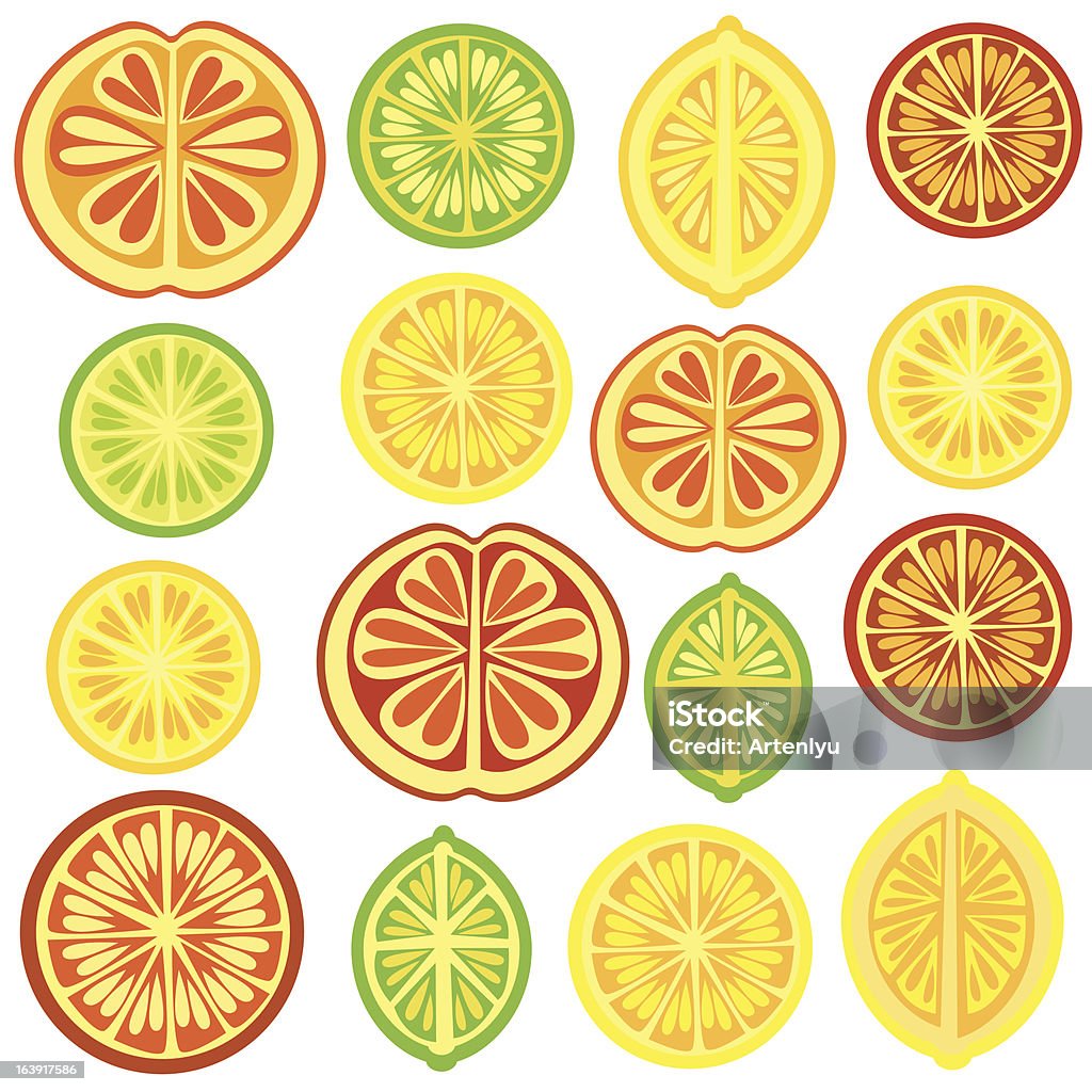 Citrus padrão, limão, lima, laranja - Vetor de Alimentação Saudável royalty-free
