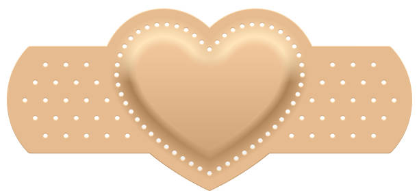 первая помощь с love - bandage heart shape pain love stock illustrations