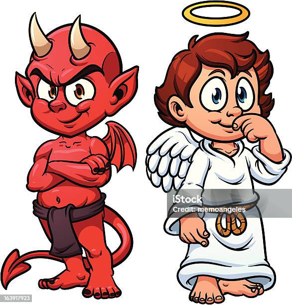 Angel And Devil Stock Illustration - Download Image Now - Devil, Angel, Cartoon