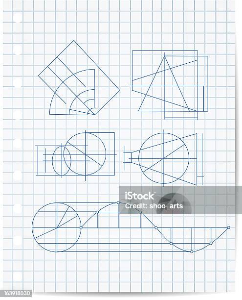 Gestaltet Von Geometrische Objekte Auf Copybook Papier Vektor Stock Vektor Art und mehr Bilder von Abstrakt