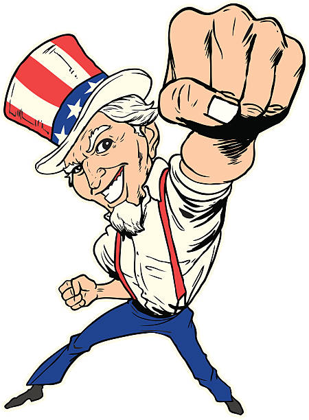 дядя sam punch - uncle sam usa patriotism punching stock illustrations