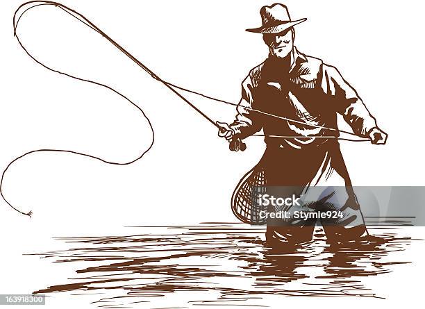 Fly Fisherman Stock Illustration - Download Image Now - Fly