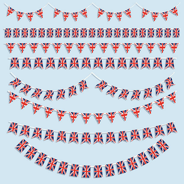 illustrations, cliparts, dessins animés et icônes de union jack et drapeaux bunting - british flag vector symbol flag