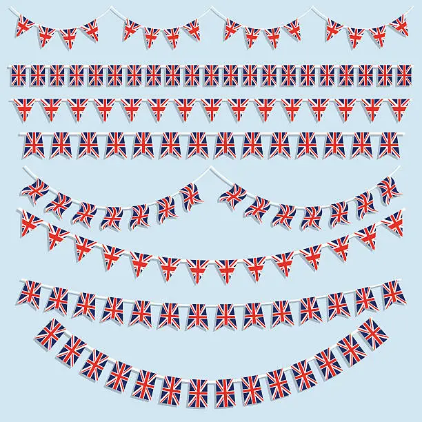 Vector illustration of Union Jack flags and bunting