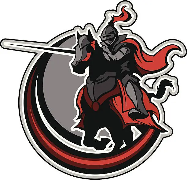Vector illustration of Jousting Knight Mascot on Horse