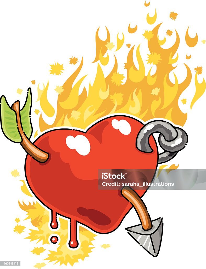 Coeur en feu flammes photo de flèche (vecteur) - clipart vectoriel de Amour libre de droits