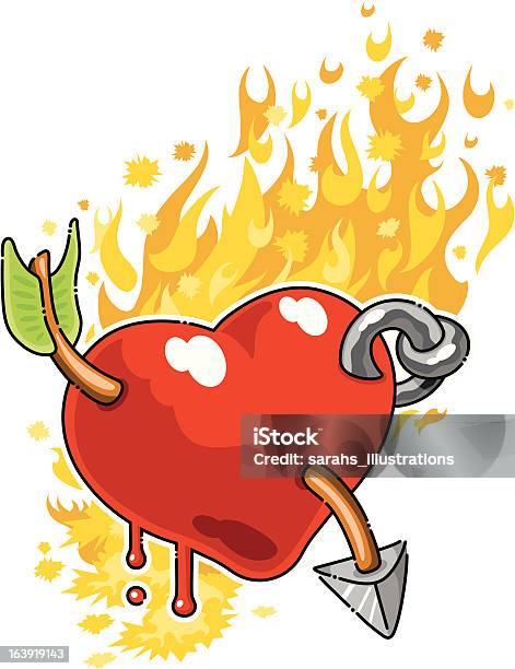 Coeur En Feu Flammes Photo De Flèche Vecteurs libres de droits et plus d'images vectorielles de Amour - Amour, Brûler, Cartoon
