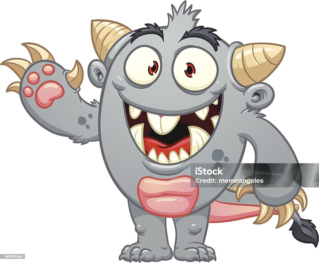 Gray monster Cute cartoon gray monster. Vector illustration with simple gradients. All in a single layer. Monster - Fictional Character stock vector