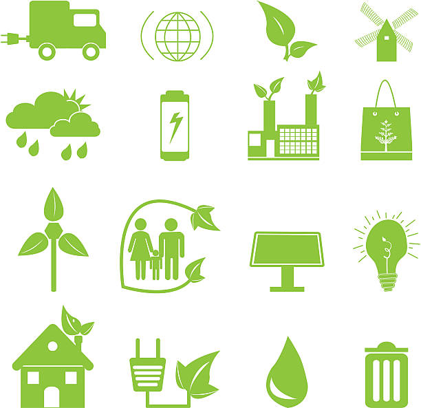 Ícones de ecologia verde - ilustração de arte vetorial