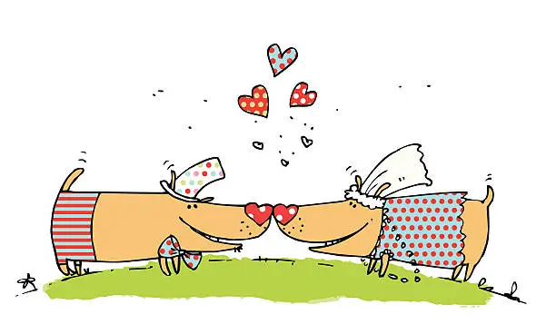 Vector illustration of dog wedding