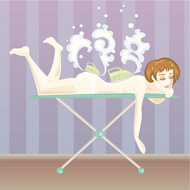 Non-traditional massage blue, body, brown, desk, girl, green, housework, ironing, massage, nontraditional, pants, rock, spa, steam, violet, women non gender figure stock illustrations