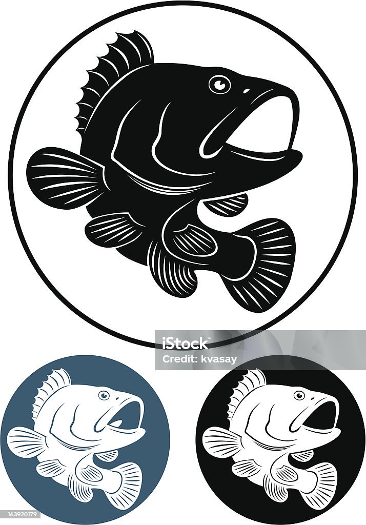 Mérou de poisson - clipart vectoriel de Perche noire libre de droits