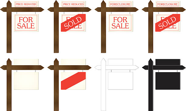 ilustrações, clipart, desenhos animados e ícones de imóveis placas de - post sign