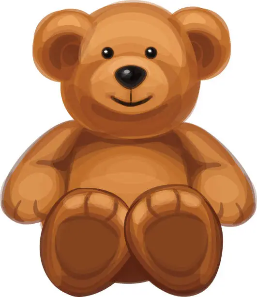 Vector illustration of Drawing of a brown cuddly bear