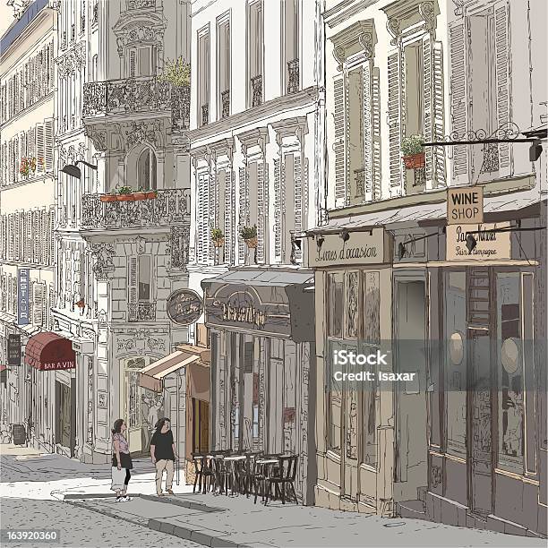 Street In Montmartre Paris Stock Illustration - Download Image Now - Montmartre, Paris - France, Architecture