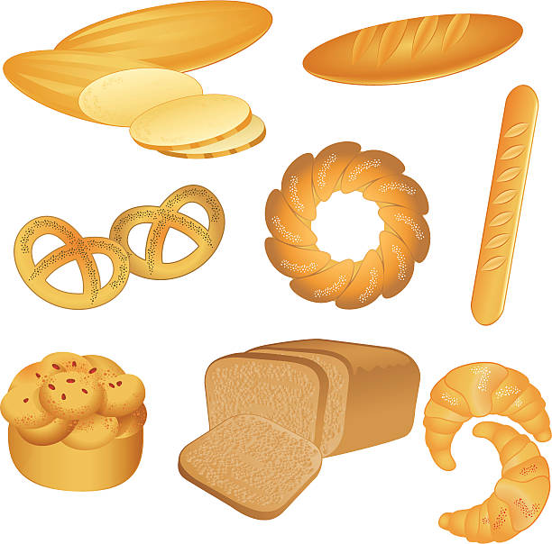 boulangerie 컬레션 - brown bread illustrations stock illustrations