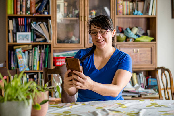 istock Tech-Fueled Joy: Embracing Possibilities with a 40-Year-Old Woman's Home Tech Adventures 1639206057