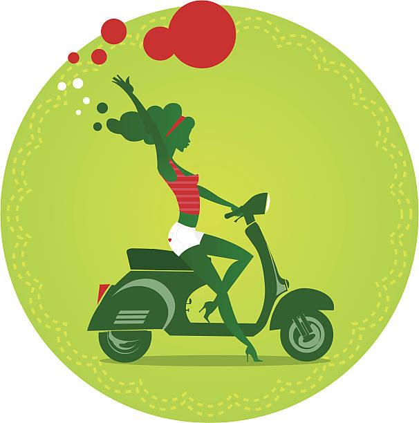 ilustrações de stock, clip art, desenhos animados e ícones de italiano silhueta de scooter vespa menina - vespa scooter