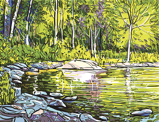 Summer Day Landscape. EPS 10 File. algonquin provincial park stock illustrations