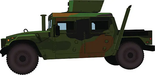 Vector illustration of Camouflage HMMWV Side - Vector