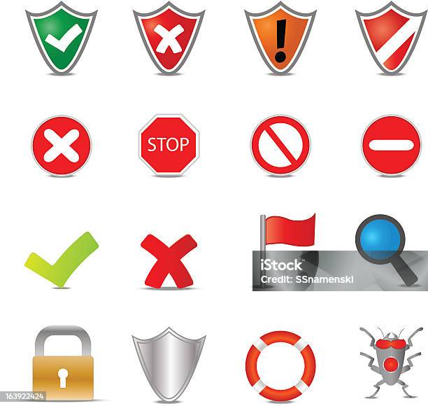 Icone Di Sicurezza - Immagini vettoriali stock e altre immagini di Accessibilità - Accessibilità, Bandiera, Bianco