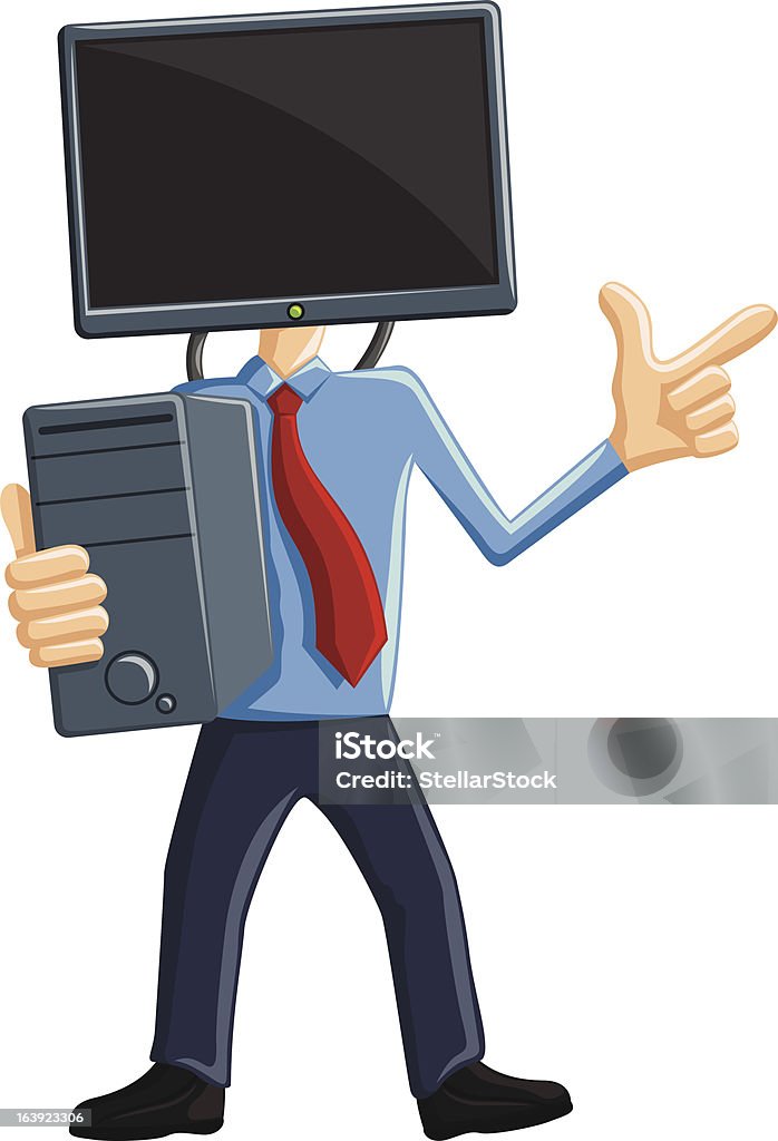 Computer Inks Man Computer Man Mascot Stock Illustration - Download Image Now - Adult ...