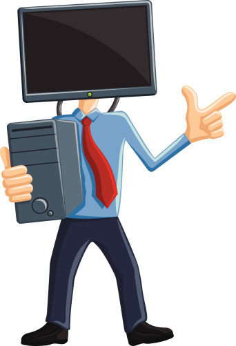 Computer Man Show Computer Man Mascot Stock Illustration - Download Image Now - Adult ...