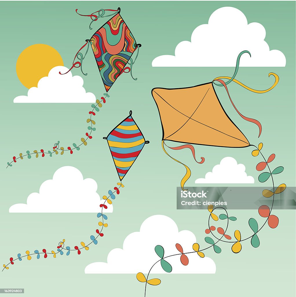 Spring Kites Background Stock Illustration - Download Image Now - Blue ...