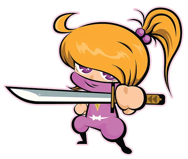 Vector illustration of ninja girl