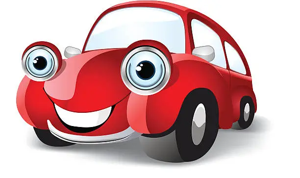 Vector illustration of Funny red car