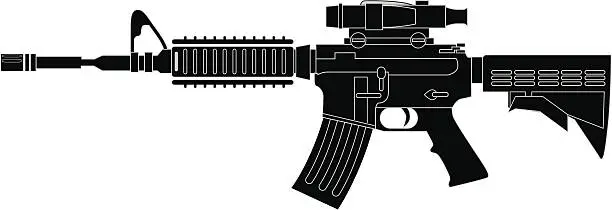 Vector illustration of M4 Carbine Assault Rifle - Vector